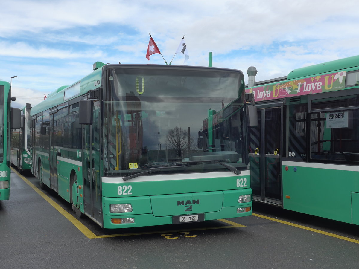 (170'087) - BVB Basel - Nr. 822/BS 2822 - MAN am 16. April 2016 in Basel, Garage Rankstrasse