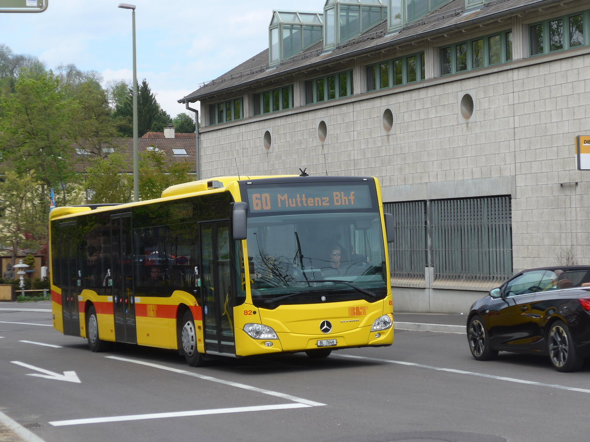 (170'307) - BLT Oberwil - Nr. 82/BL 7646 - Mercedes am 30. April 2016 in Bottmingen, Schloss