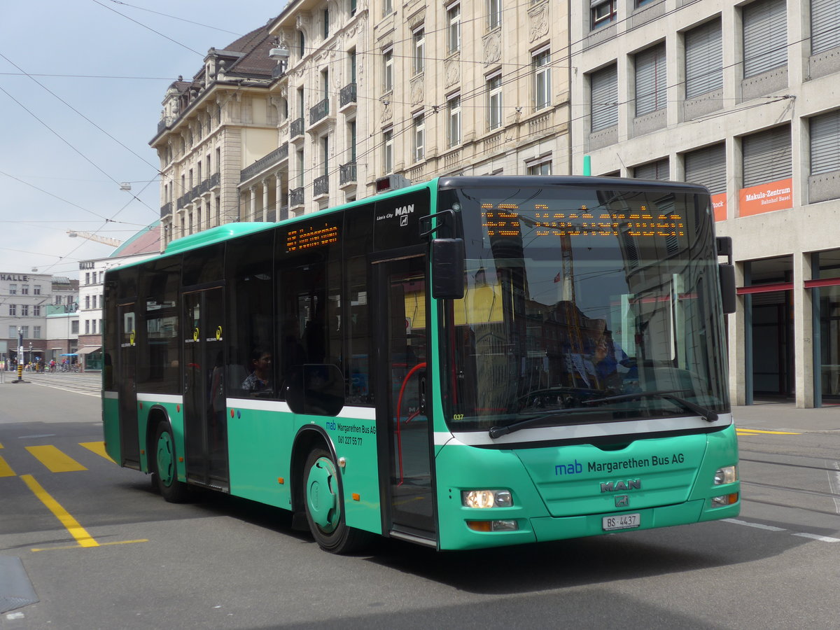 (170'319) - MAB Basel - Nr. 37/BS 4437 - MAN am 30. April 2016 beim Bahnhof Basel