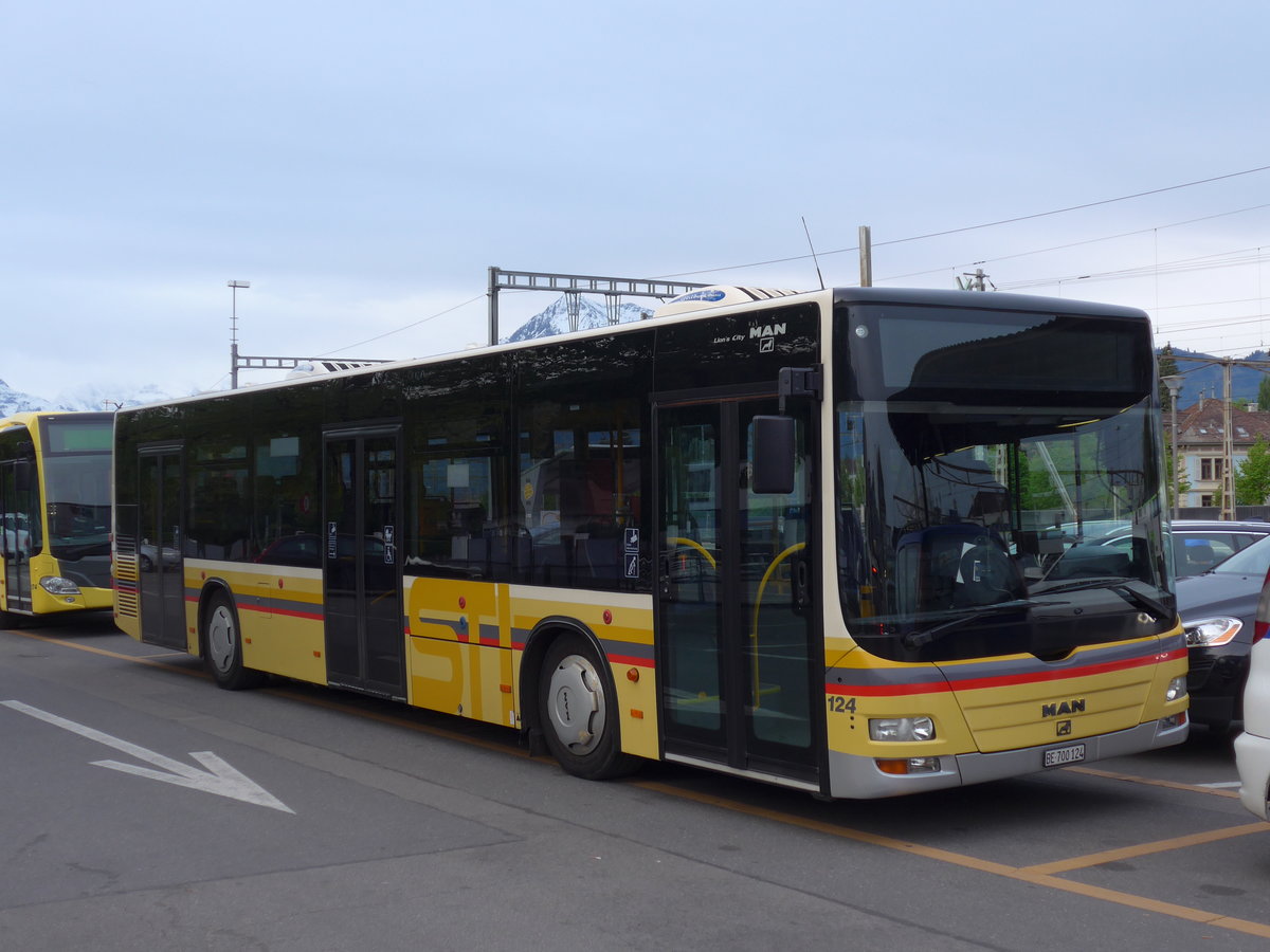 (170'399) - STI Thun - Nr. 124/BE 700'124 - MAN am 9. Mai 2016 in Thun, CarTerminal