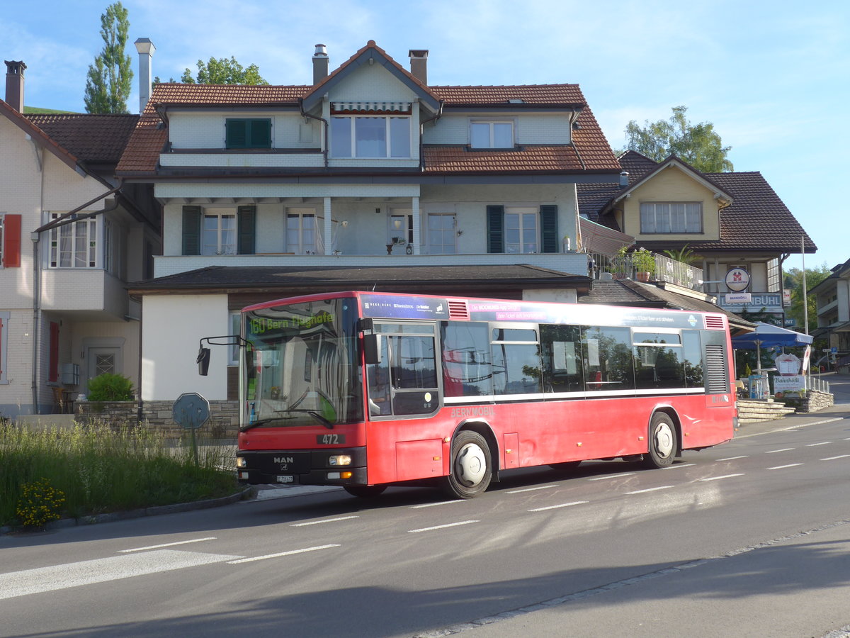 (171'209) - Bernmobil, Bern - Nr. 472/BE 716'472 - MAN/Gppel (ex Peyer, Niederwangen Nr. 72) am 22. Mai 2016 beim Bahnhof Konolfingen