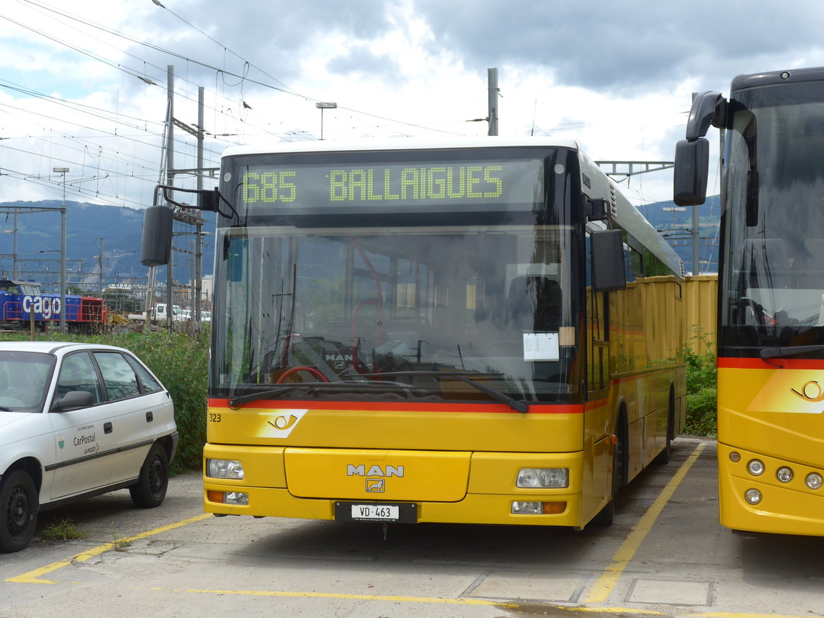 (172'164) - Faucherre, Moudon - Nr. 323/VD 463 - MAN (ex AVO Orbe Nr. 94) am 25. Juni 2016 in Yverdon, Postgarage