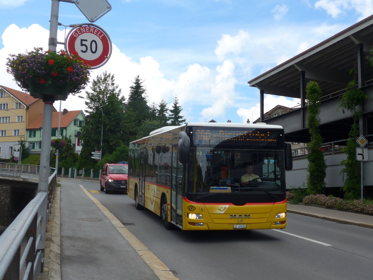 (172'588) - Schwizer, Goldach - SG 49'032 - MAN am 27. Juni 2016 beim Bahnhof Herisau