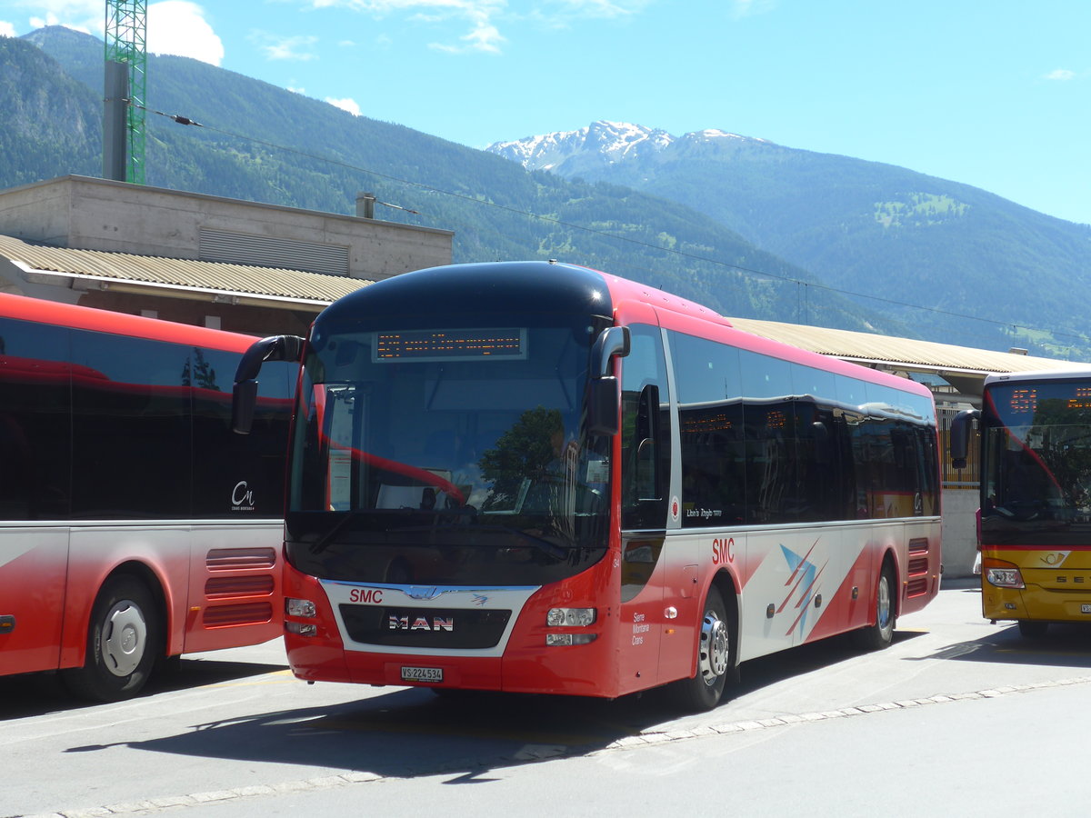 (172'718) - SMC Montana - Nr. 34/VS 224'534 - MAN am 3. Juli 2016 beim Bahnhof Sierre