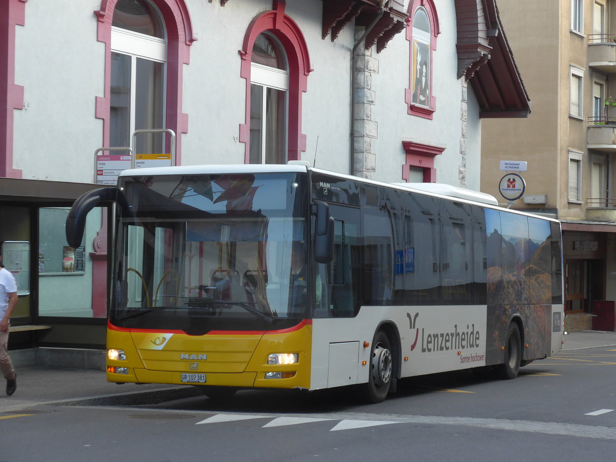 (173'021) - Bossi&Hemmi, Tiefencastel - GR 102'381 - MAN am 15. Juli 2016 in Orbe, Poste (Einsatz PostAuto)