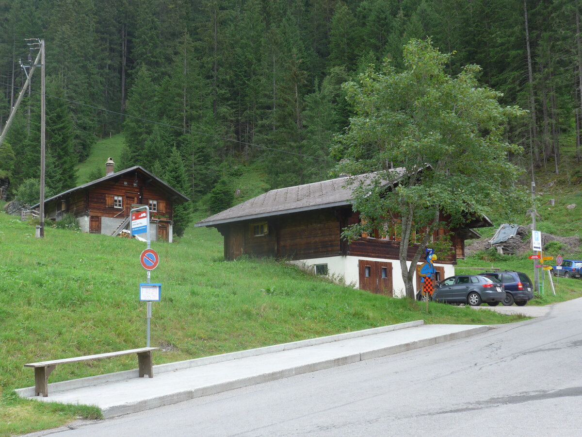 (173'427) - AFA-Haltestelle am 31. Juli 2016 in Adelboden, Unter dem Birg