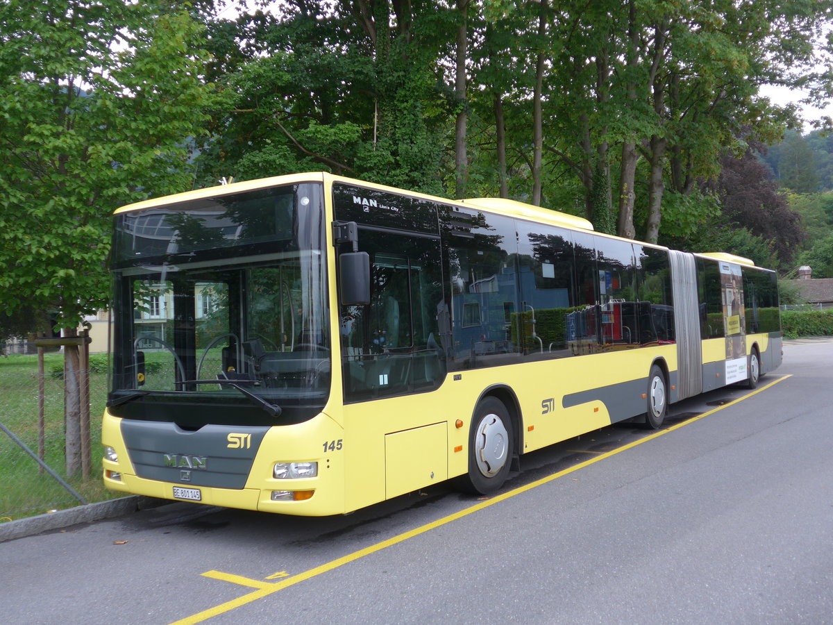 (174'114) - STI Thun - Nr. 145/BE 801'145 - MAN am 20. August 2016 bei der Schifflndte Thun