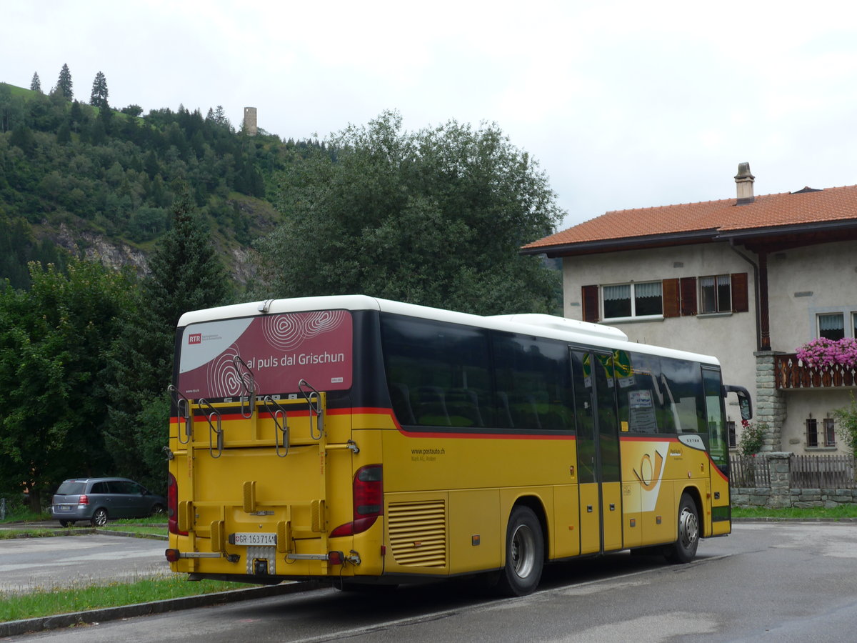 (174'153) - Mark, Andeer - GR 163'714 - Setra (ex GR 8809) am 21. August 2016 in Andeer, Parkplatz