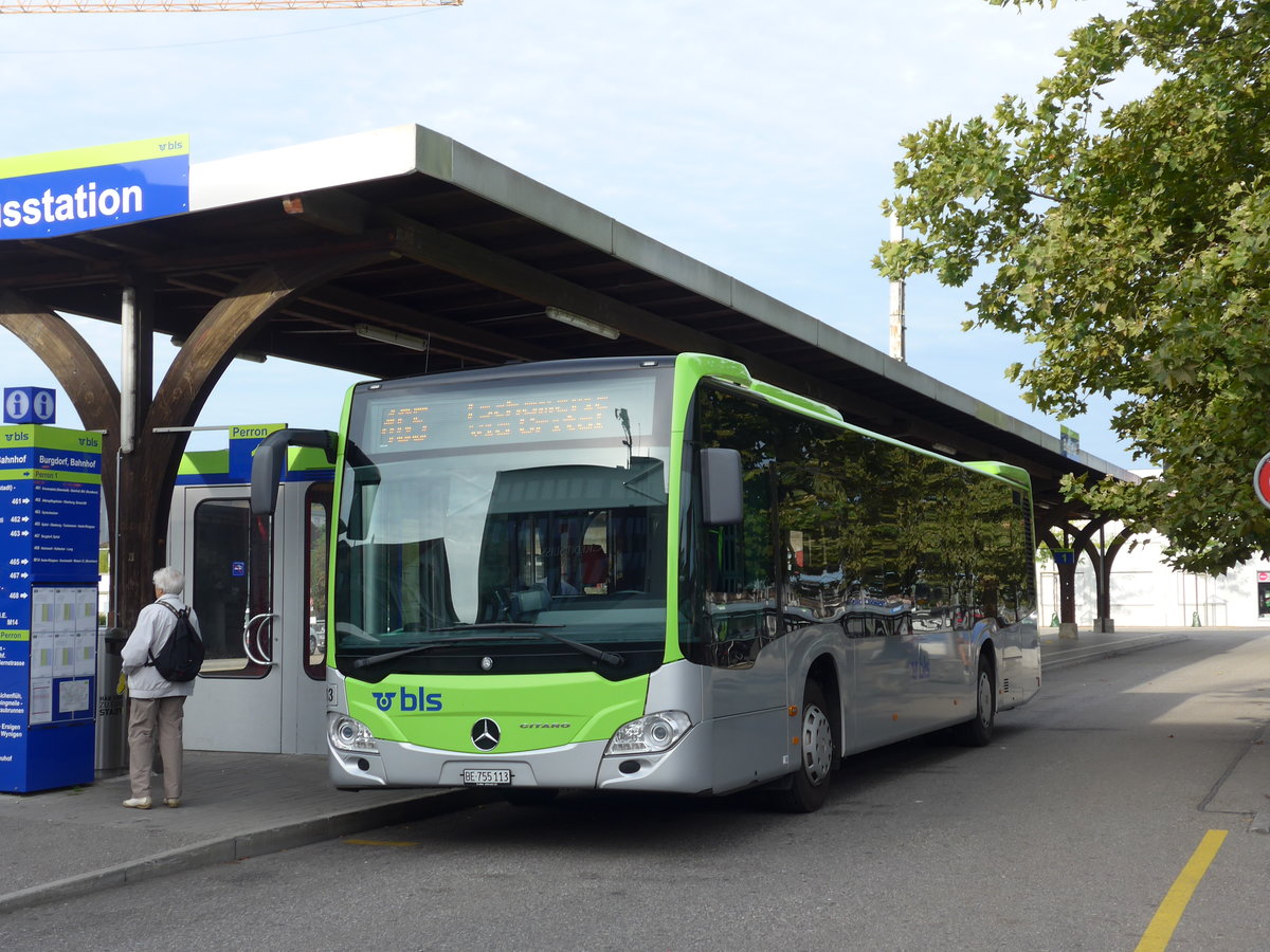 (174'465) - Busland, Burgdorf - Nr. 113/BE 755'113 - Mercedes am 4. September 2016 beim Bahnhof Burgdorf