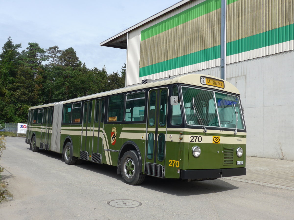 (174'517) - SVB Bern (TVB) - Nr. 270/BE 113'270 - FBW/SWS-Gangloff am 4. September 2016 in Aarberg, Halle TVB