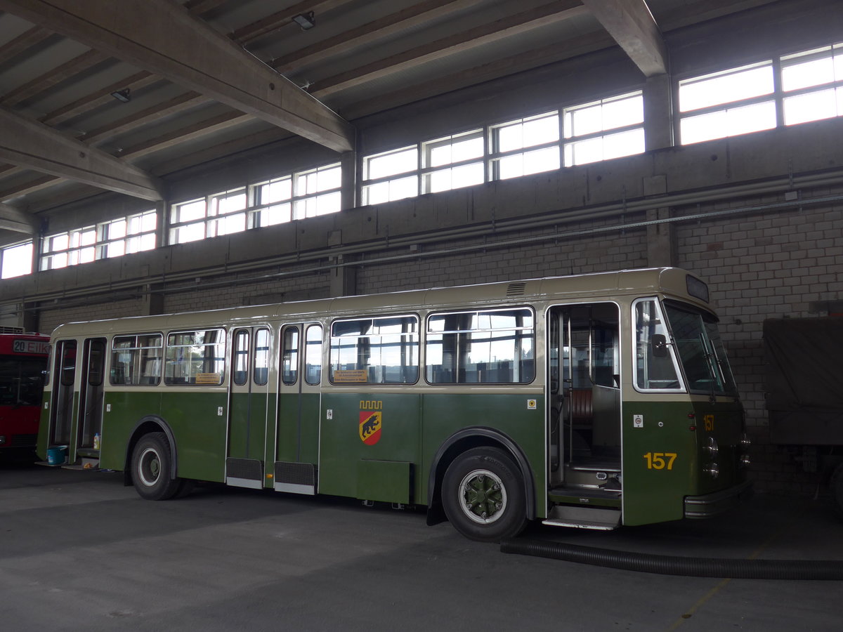 (174'523) - SVB Bern (TVB) - Nr. 157 - FBW/Gangloff am 4. September 2016 in Aarberg, Halle TVB