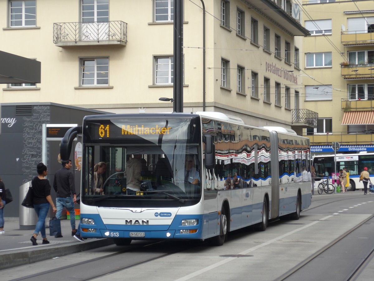 (174'640) - VBZ Zrich - Nr. 514/ZH 582'513 - MAN am 5. September 2016 beim Bahnhof Zrich-Oerlikon