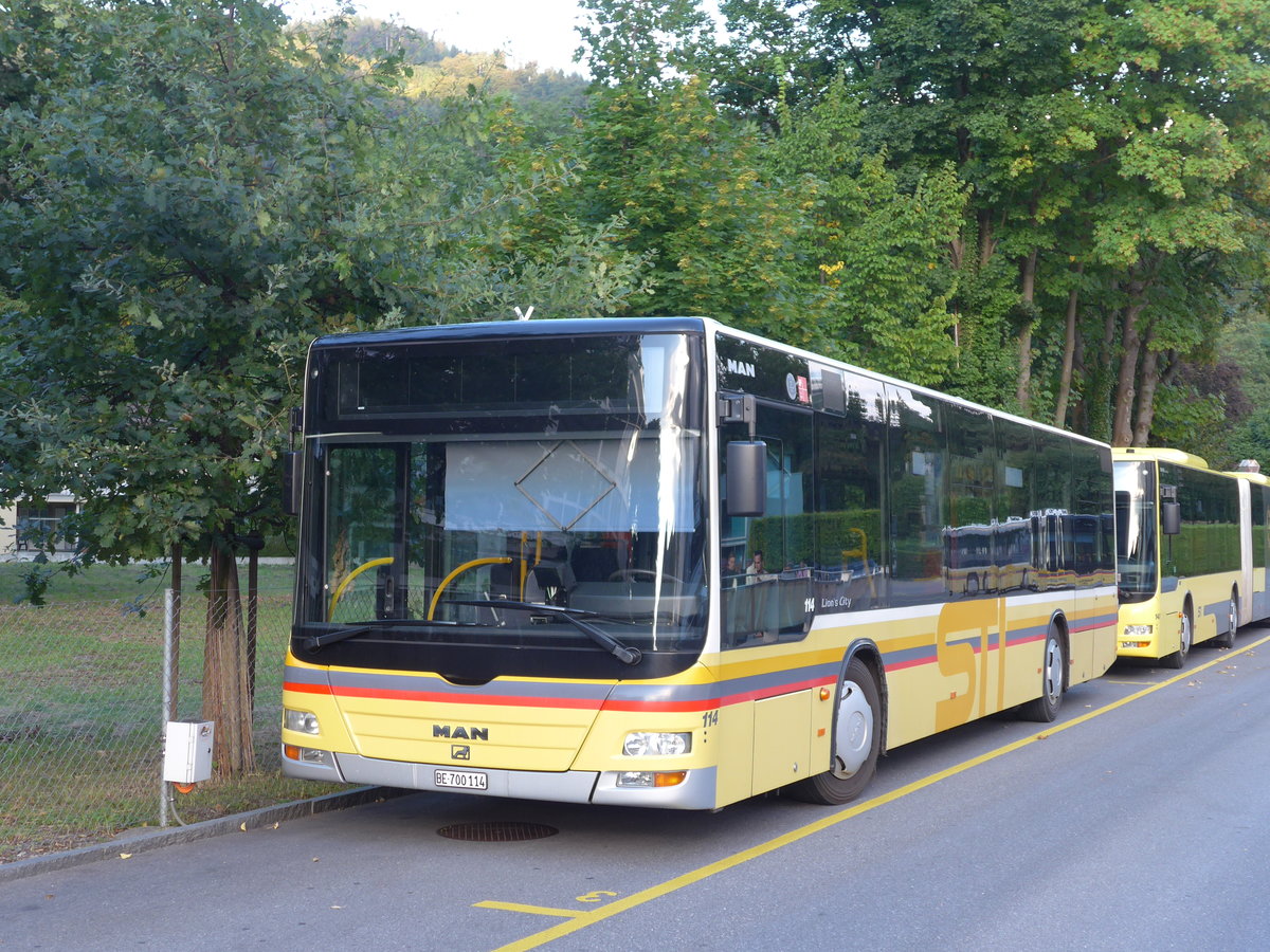 (174'662) - STI Thun - Nr. 114/BE 700'114 - MAN am 6. September 2016 bei der Schifflndte Thun