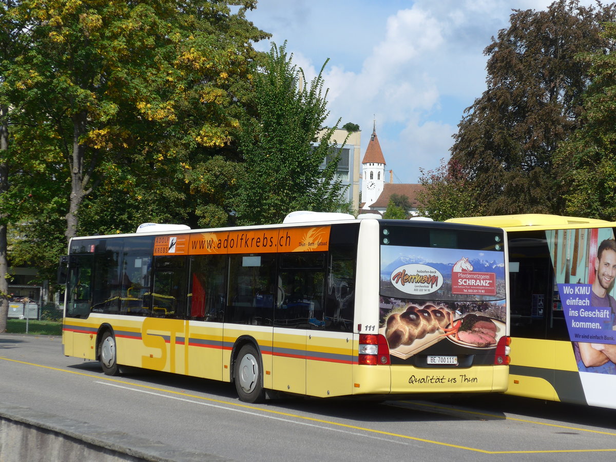 (175'268) - STI Thun - Nr. 111/BE 700'111 - MAN am 27. September 2016 bei der Schifflndte Thun