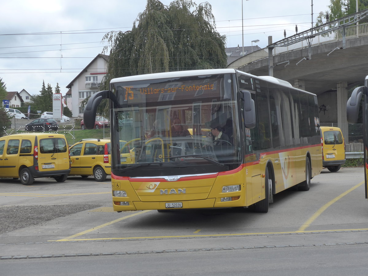 (175'470) - CarPostal Ouest - Nr. 61/JU 52'036 - MAN am 7. Oktober 2016 beim Bahnhof Porrentruy