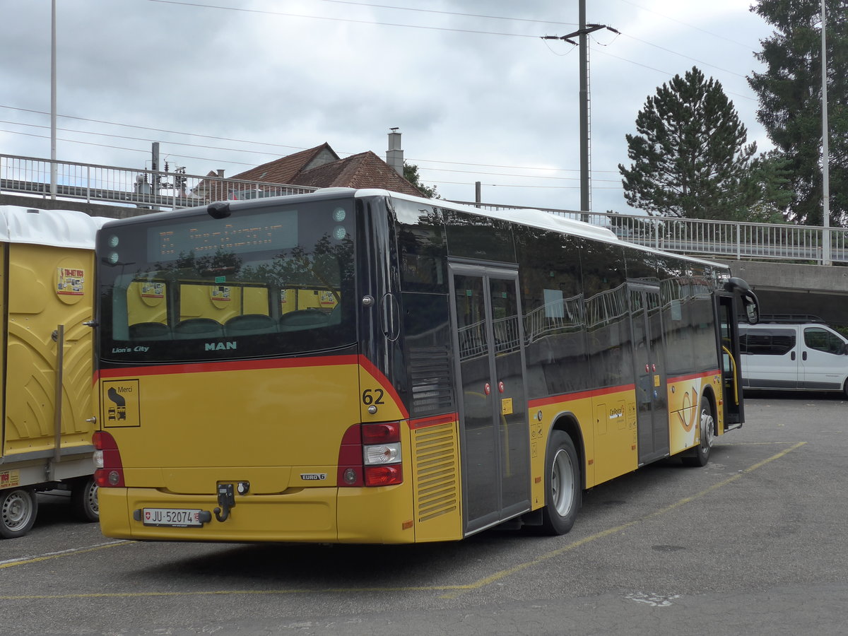 (175'478) - CarPostal Ouest - Nr. 62/JU 52'074 - MAN am 7. Oktober 2016 beim Bahnhof Porrentruy