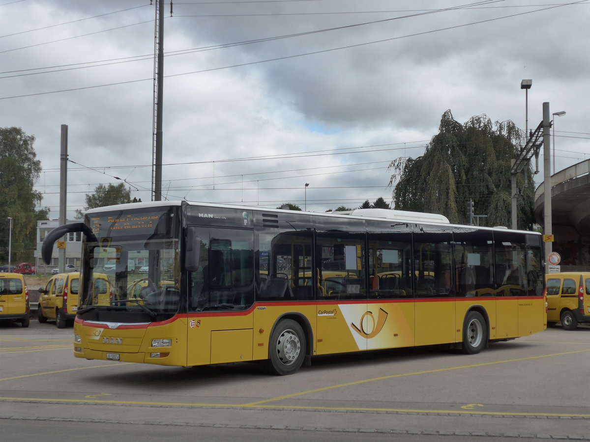 (175'479) - CarPostal Ouest - Nr. 62/JU 52'074 - MAN am 7. Oktober 2016 beim Bahnhof Porrentruy