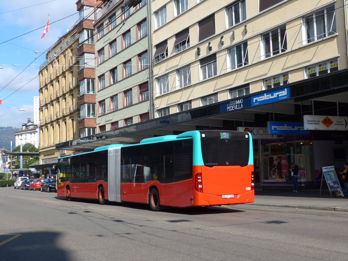 (175'534) - VB Biel - Nr. 169/BE 821'169 - Mercedes am 7. Oktober 2016 beim Bahnhof Biel