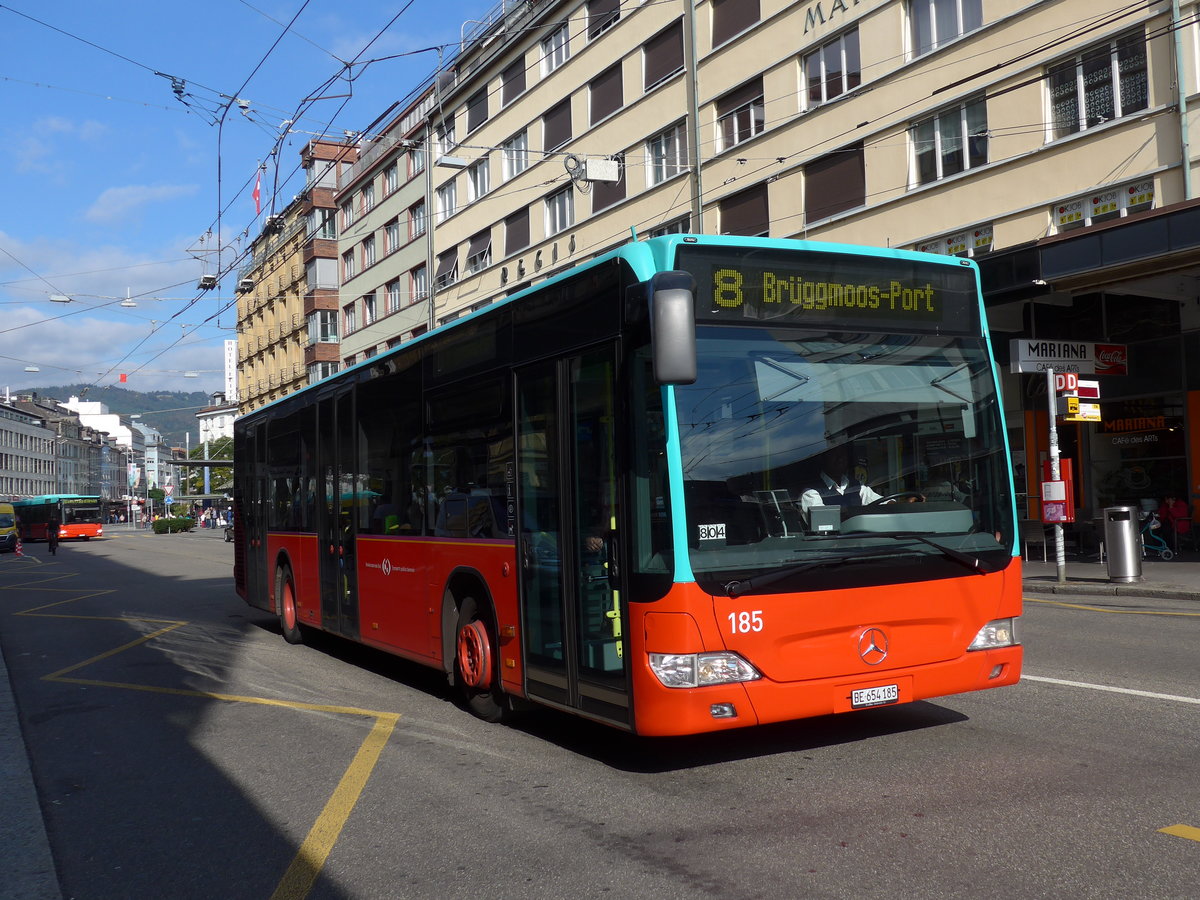 (175'546) - VB Biel - Nr. 185/BE 654'185 - Mercedes am 7. Oktober 2016 beim Bahnhof Biel