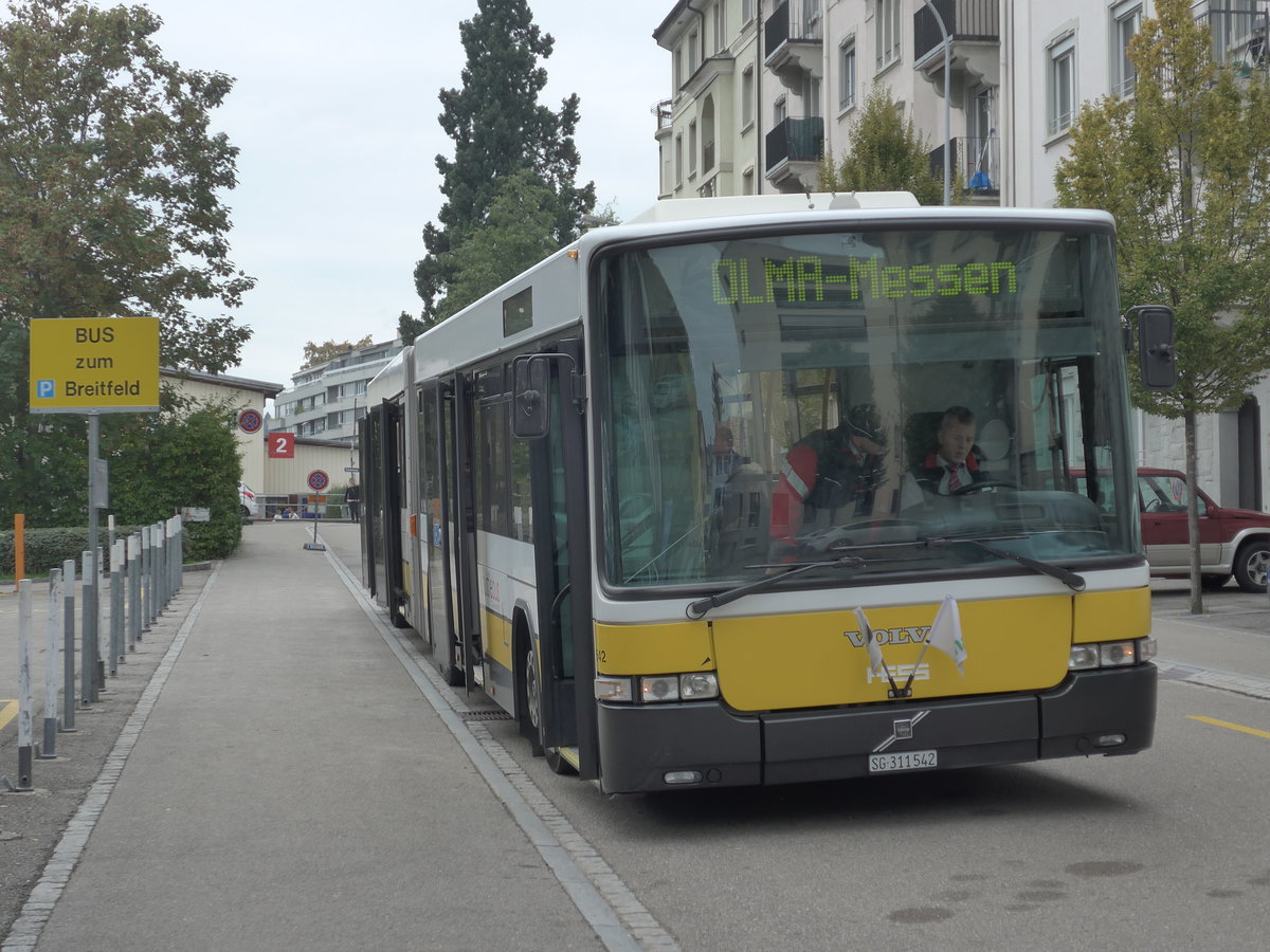 (175'606) - VBSG St. Gallen - Nr. 542/SG 311'542 - Volvo/Hess (ex VBSH Schaffhausen Nr. 14) am 15. Oktober 2016 in St. Gallen, OLMA