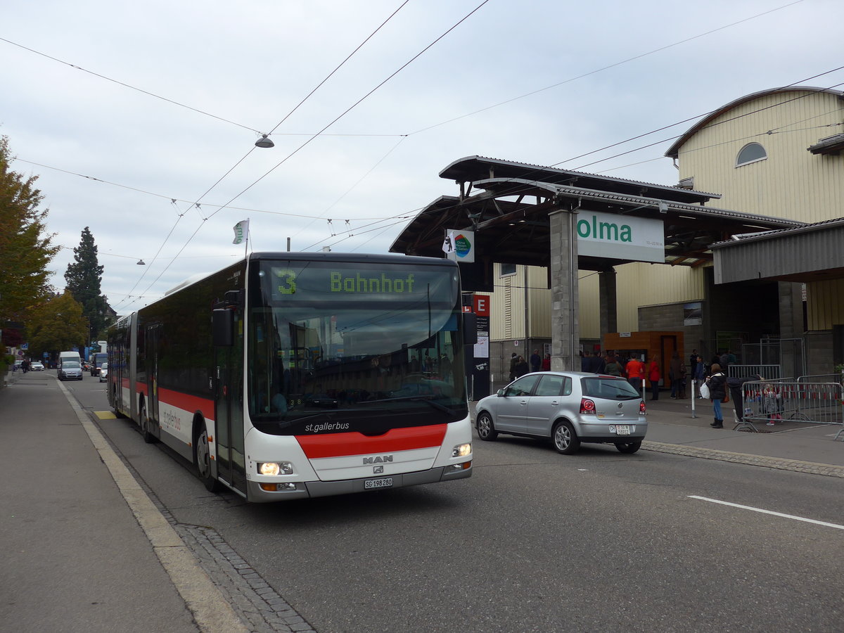 (175'627) - St. Gallerbus, St. Gallen - Nr. 280/SG 198'280 - MAN am 15. Oktober 2016 in St. Gallen, OLMA