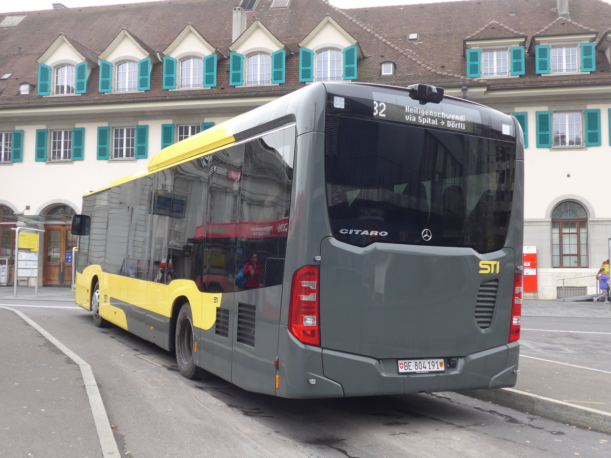 (176'585) - STI Thun - Nr. 191/BE 804'191 - Mercedes am 9. November 2016 beim Bahnhof Thun