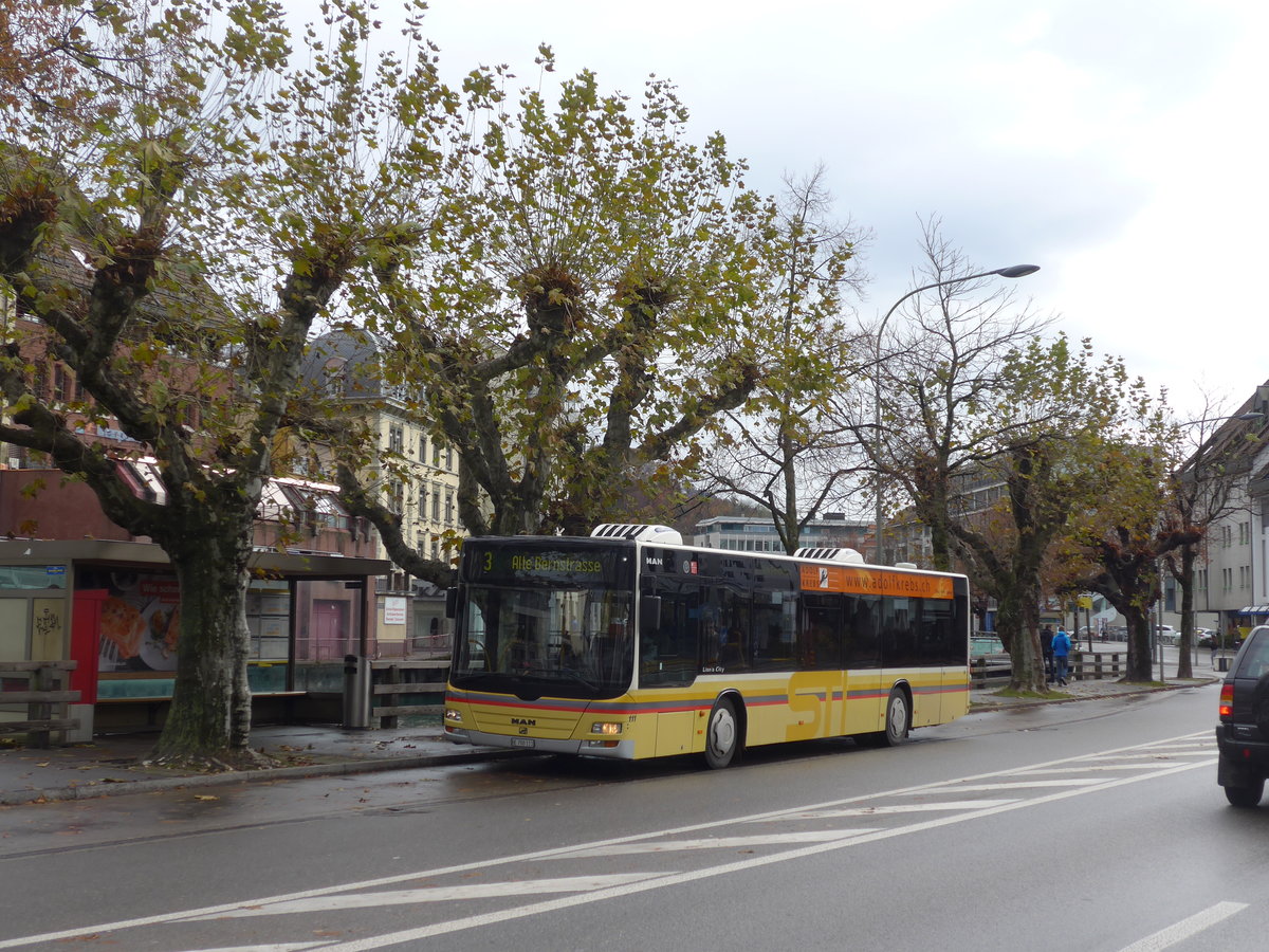 (176'589) - STI Thun - Nr. 111/BE 700'111 - MAN am 11. November 2016 in Thun, Postbrcke