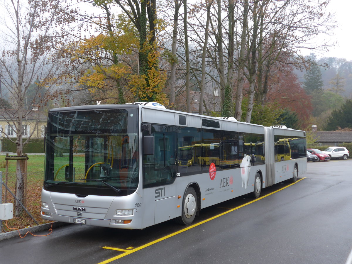 (176'702) - STI Thun - Nr. 120/BE 700'120 - MAN am 14. November 2016 bei der Schifflndte Thun