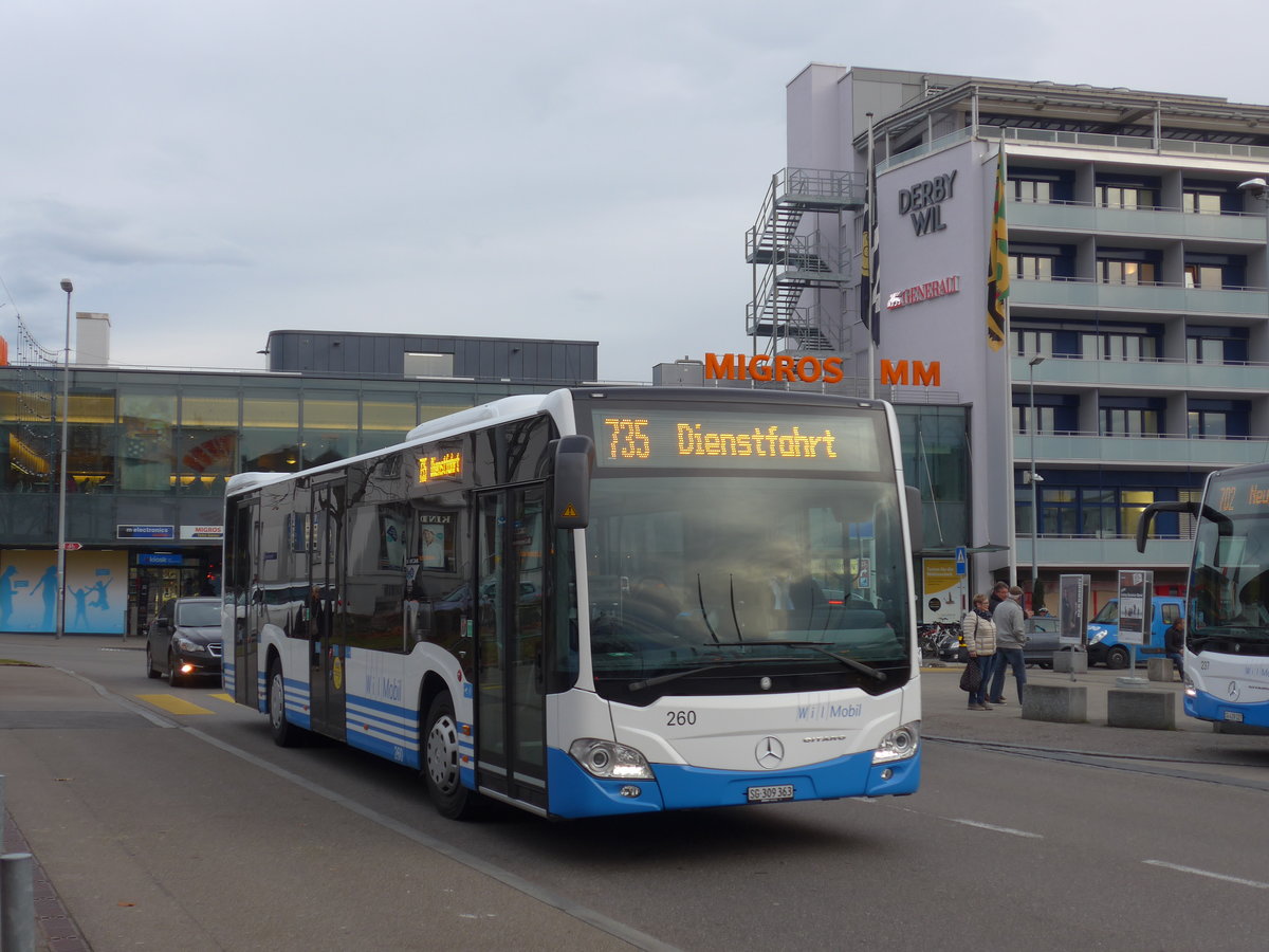 (176'724) - WilMobil, Wil - Nr. 260/SG 309'363 - Mercedes am 23. November 2016 beim Bahnhof Wil