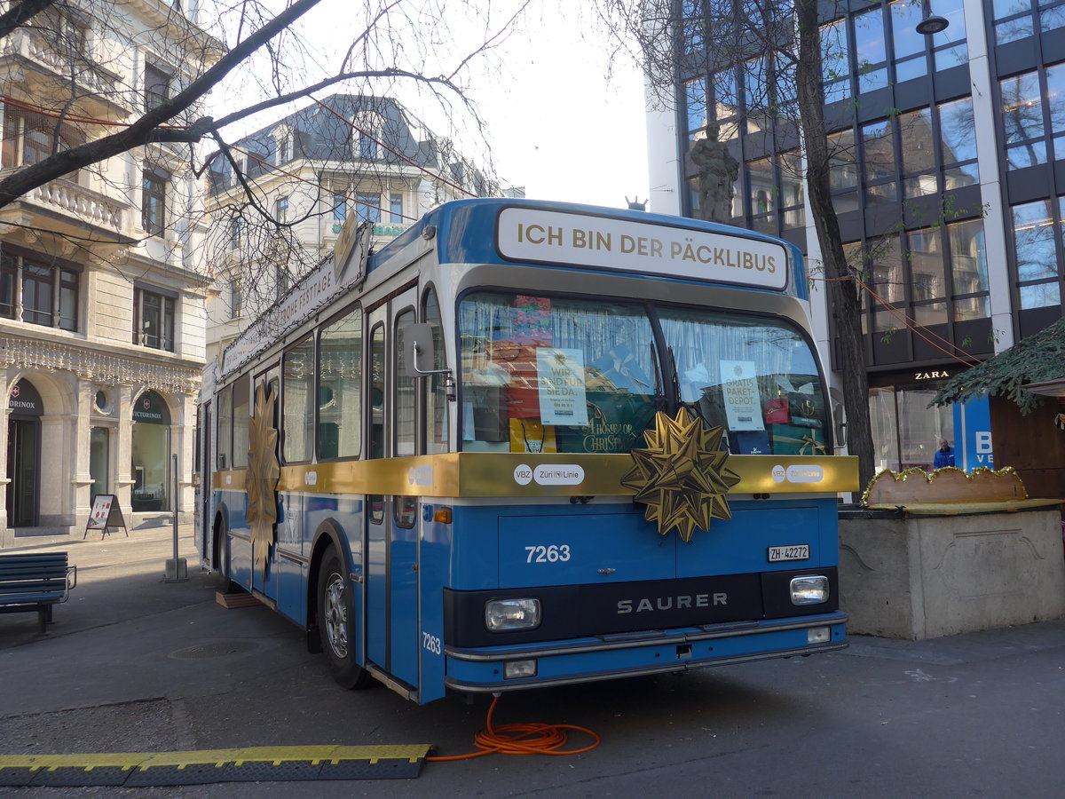 (176'913) - VBZ Zrich - Nr. 7263/ZH 42'272 - Saurer/R&J (ex Nr. 473; ex Nr. 9017; ex Nr. 263) am 6. Dezember 2016 in Zrich, Bahnhofstrasse