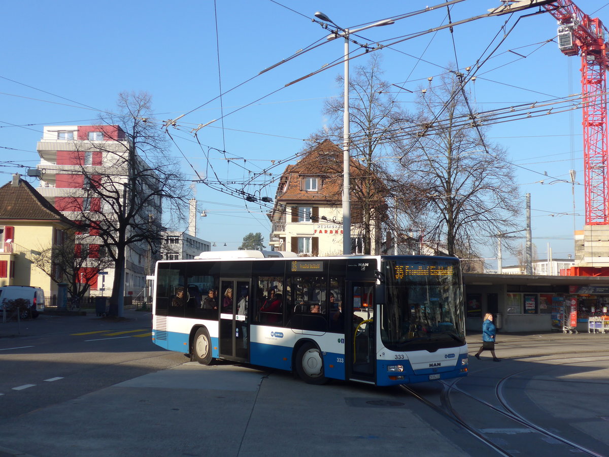 (176'918) - VBZ Zrich - Nr. 333/ZH 594'333 - MAN/Gppel am 6. Dezember 2016 in Zrich, Farbhof