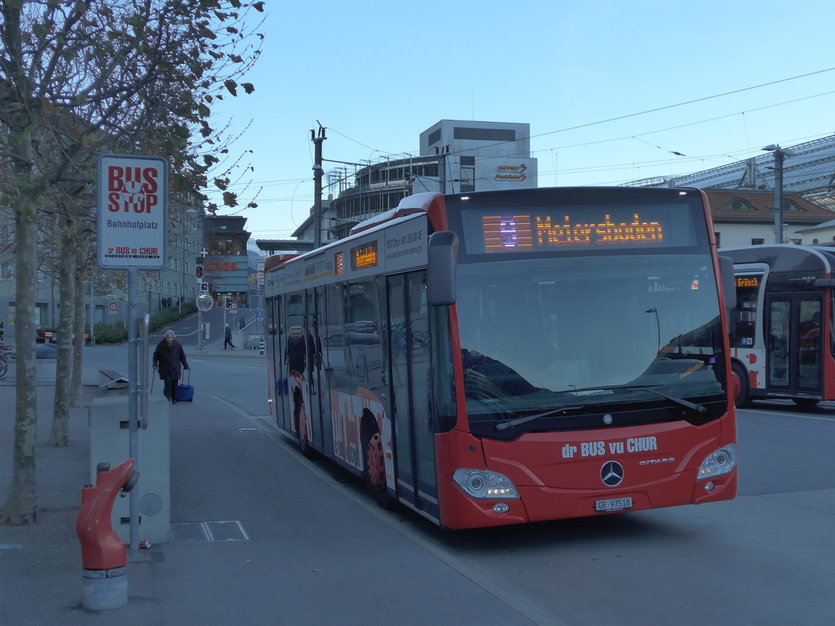 (177'077) - SBC Chur - Nr. 18/GR 97'518 - Mercedes am 10. Dezember 2016 beim Bahnhof Chur