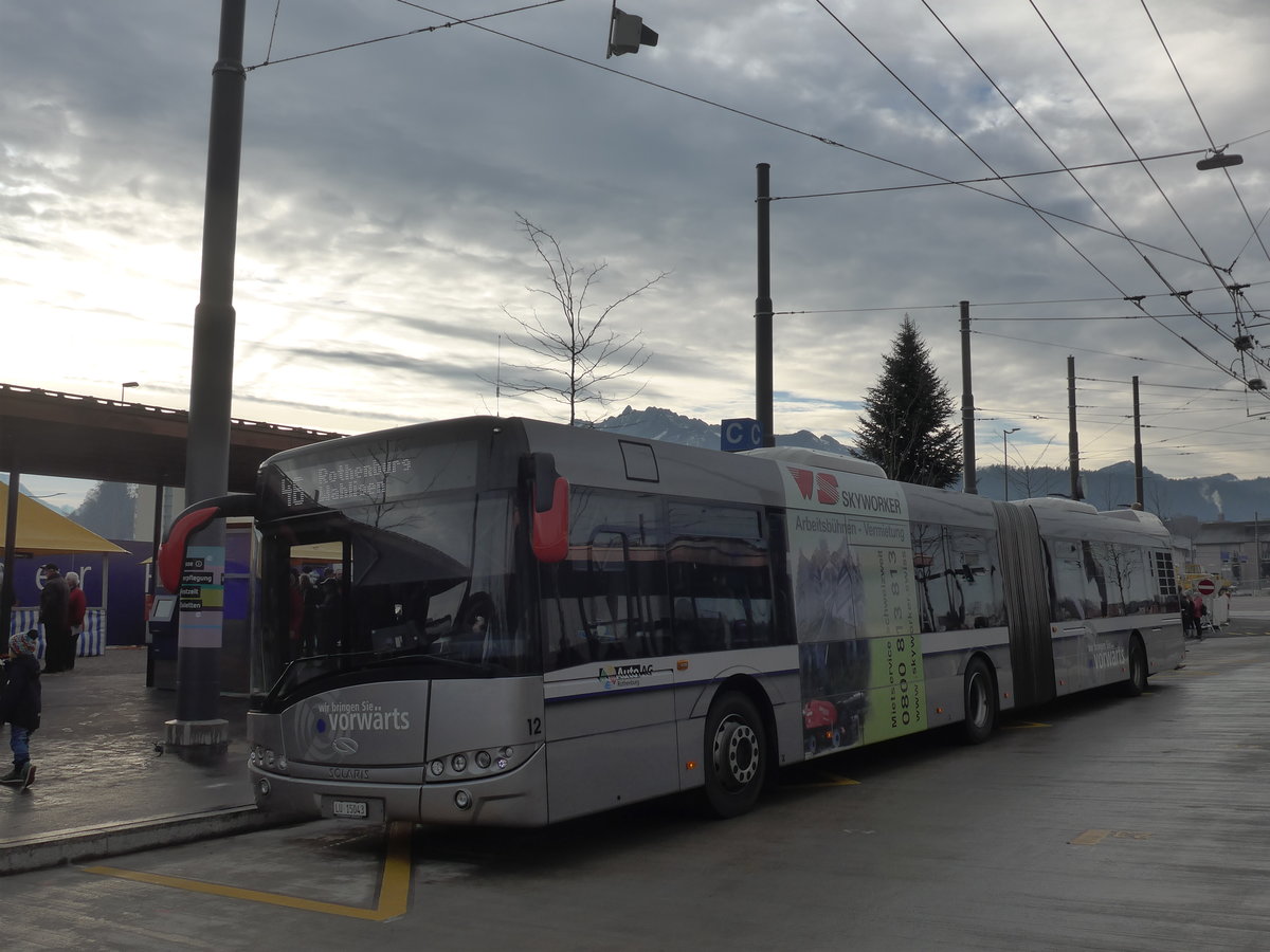 (177'171) - AAGR Rothenburg - Nr. 12/LU 15'043 - Solaris am 11. Dezember 2016 beim Bahnhof Emmenbrcke Sd