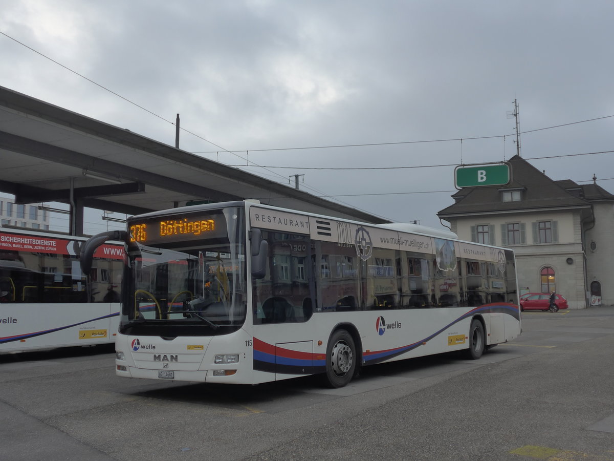 (177'274) - Voegtlin-Meyer, Brugg - Nr. 115/AG 14'681 - MAN am 24. Dezember 2016 beim Bahnhof Brugg