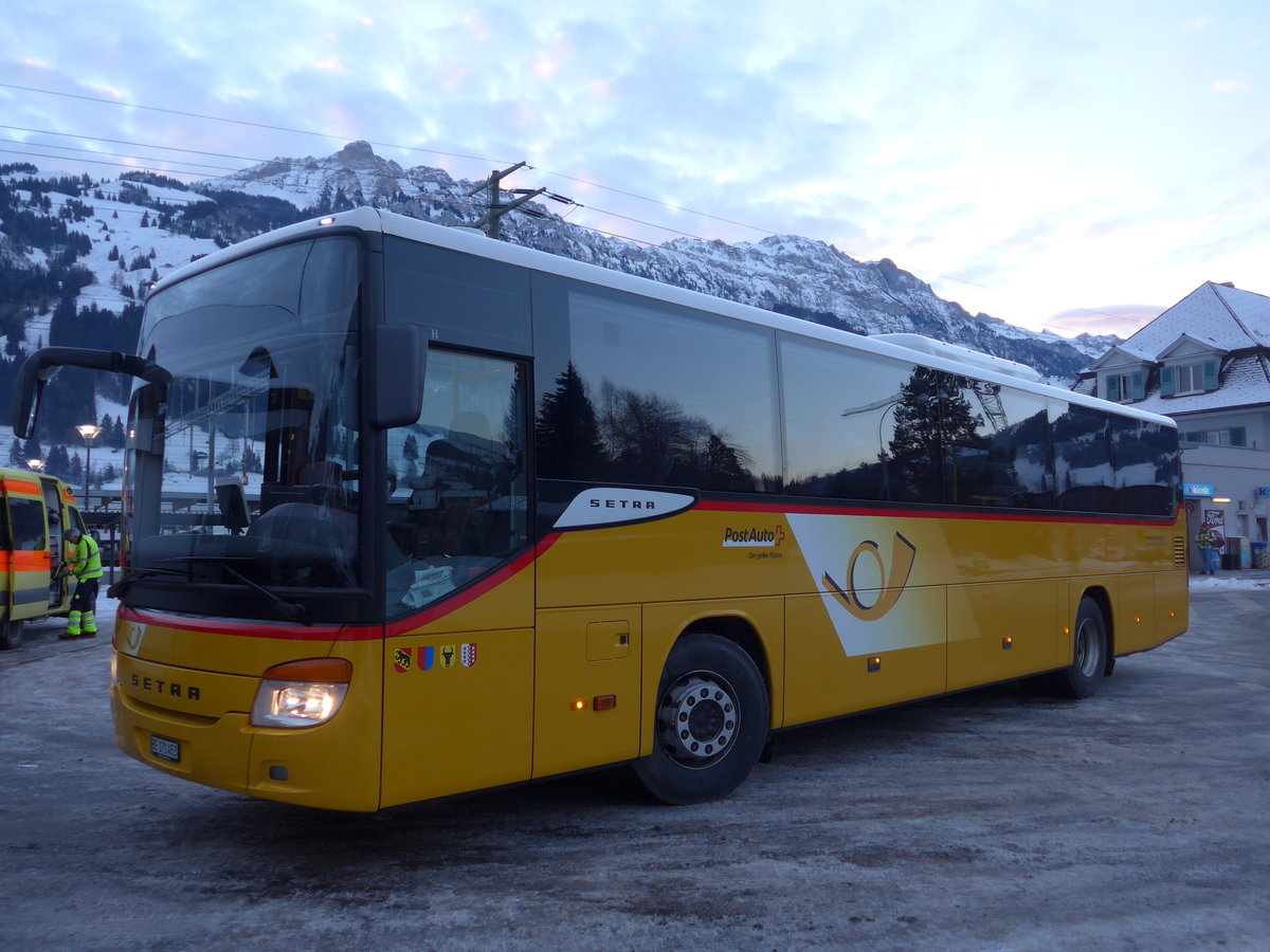 (177'630) - AVG Meiringen - Nr. 73/BE 171'453 - Setra am 7. Januar 2017 beim Bahnhof Frutigen (Einsatz AFA)