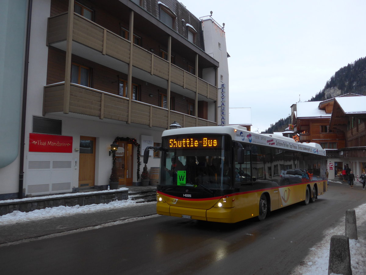 (177'919) - Engeloch, Riggisberg - Nr. 7/BE 447'403 - Scania/Hess am 7. Januar 2017 beim Autobahnhof Adelboden