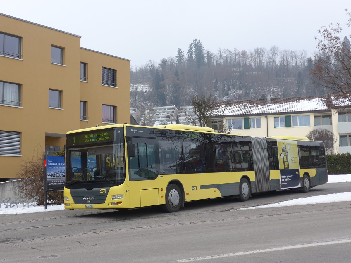 (178'059) - STI Thun - Nr. 141/BE 801'141 - MAN am 20. Januar 2017 in Steffisburg, Flhli