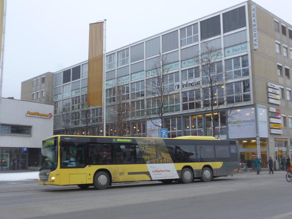 (178'161) - STI Thun - Nr. 147/BE 801'147 - MAN am 22. Januar 2017 beim Bahnhof Thun