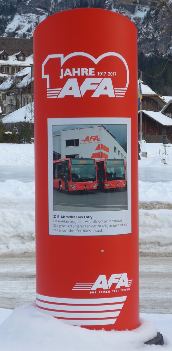 (178'211) - Plakatsule fr 100 Jahre 1917 2017 AFA am 28. Jnauar 2017 beim Bahnhof Kandersteg