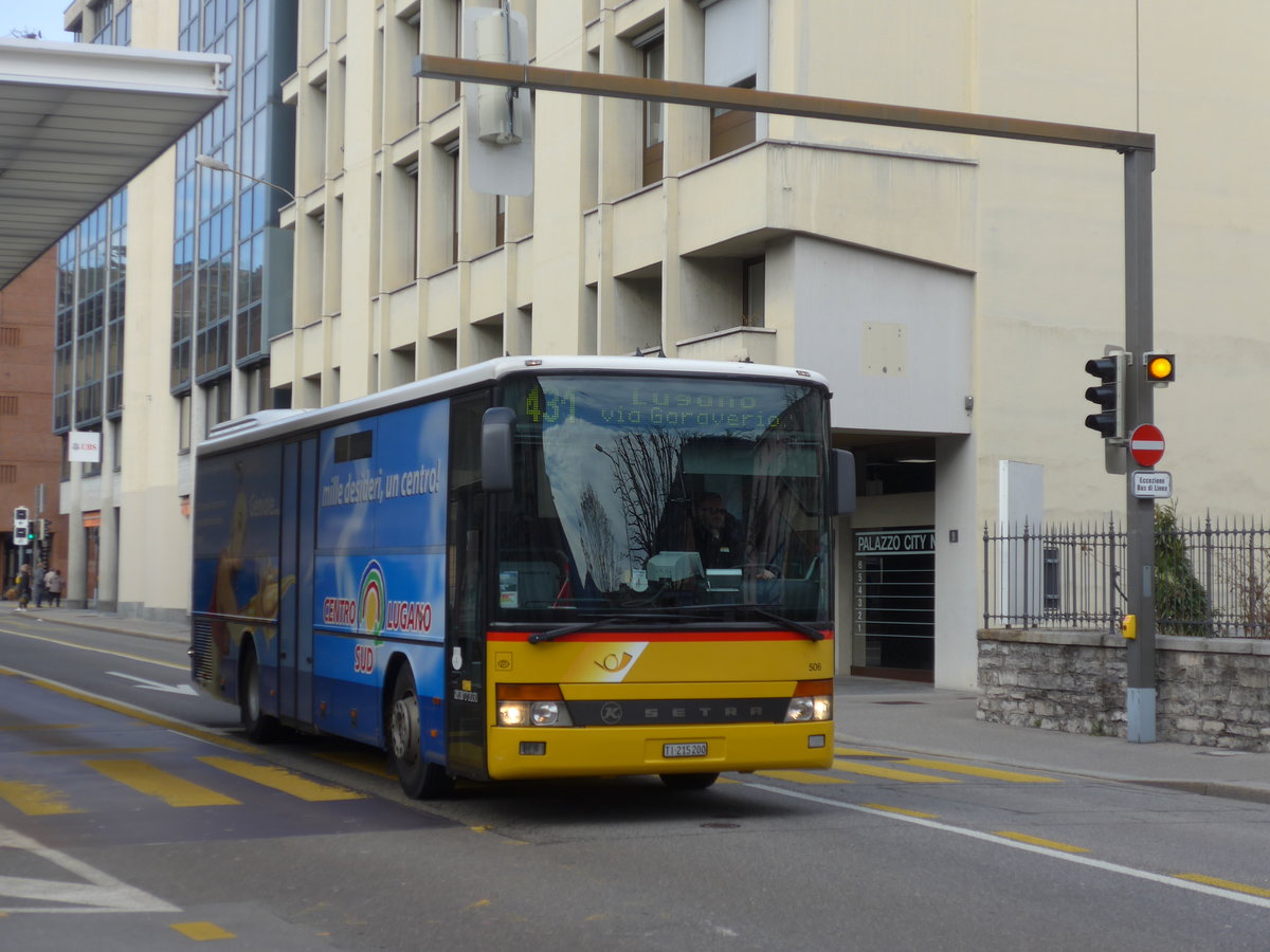 (178'296) - AutoPostale Ticino - Nr. 506/TI 215'200 - Setra (ex P 25'697) am 7. Februar 2017 in Lugano, Centro