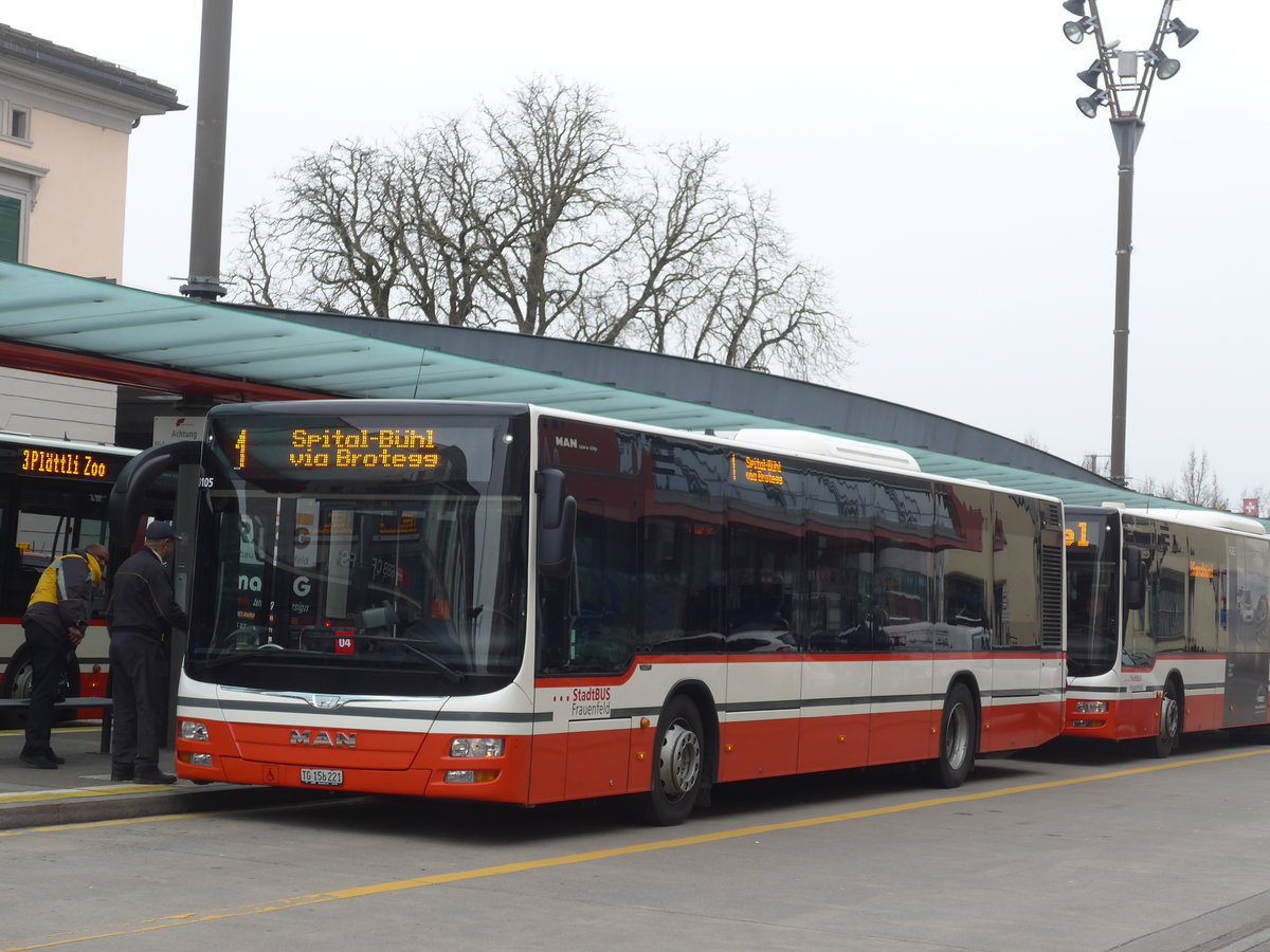 (178'463) - PostAuto Ostschweiz - TG 158'221 - MAN am 10. Februar 2017 beim Bahnhof Frauenfeld