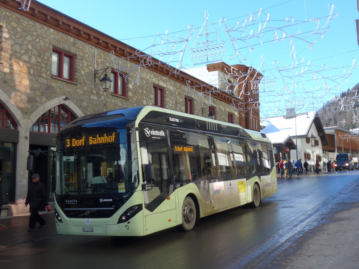 (178'552) - Aus Schweden; Keolis, Gteborg - Nr. 2036/GR 174'508 - Volvo am 18. Februar 2017 in St. Moritz, Klinik Gut (Einsatz Chrisma)