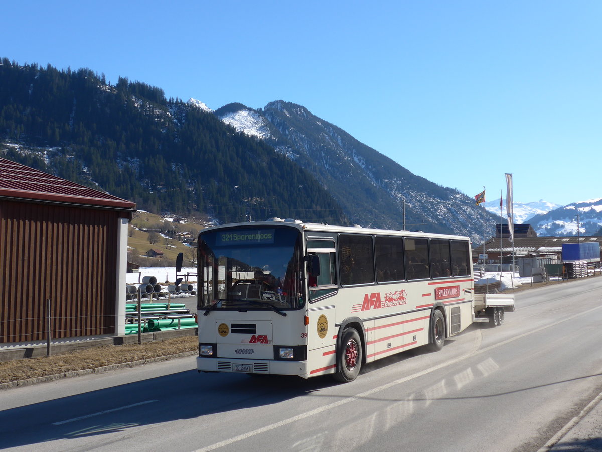 (178'659) - AFA Adelboden - Nr. 39/BE 25'753 - NAW/R&J (ex Nr. 18; ex Autopostale, Mendrisio Nr. 38; ex Piotti, Balerna Nr. 38; ex AAGI Interlaken Nr. 38; ex Schmocker, Beatenberg Nr. 3) am 19. Februar 2017 in Zweisimmen, Thunstrasse