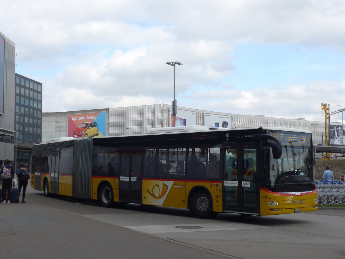 (179'099) - PostAuto Zrich - Nr. 308/ZH 780'689 - MAN am 20. Mrz 2017 in Zrich, Flughafen