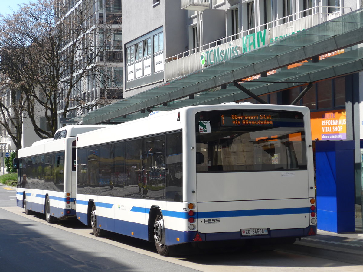 (179'493) - ZVB Zug - Nr. 508/ZG 84'508 - Lanz+Marti/Hess Personenanhnger am 10. April 2017 beim Bahnhof Zug