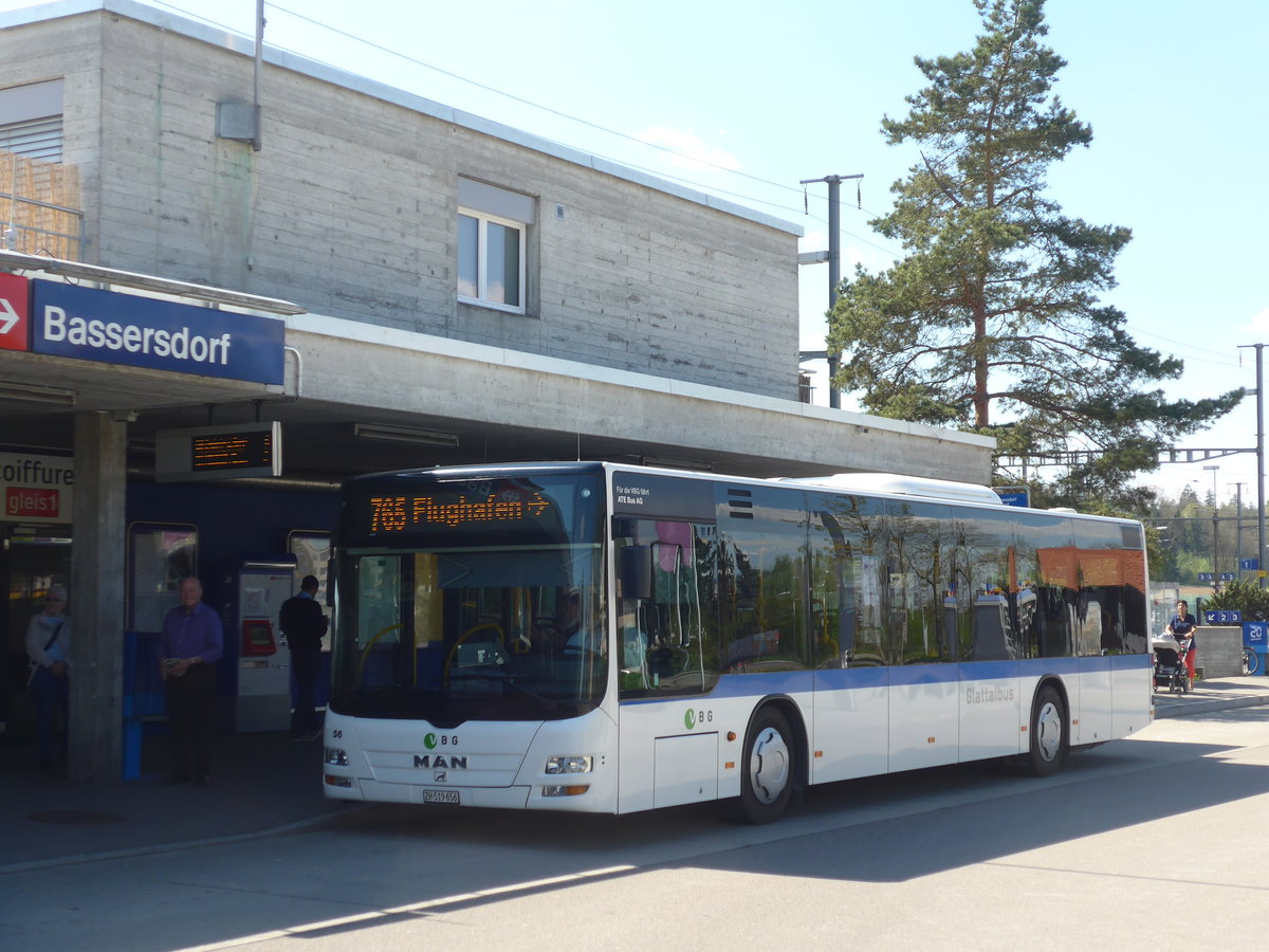 (179'508) - ATE Bus, Effretikon - Nr. 56/ZH 519'656 - MAN am 10. April 2017 beim Bahnhof Bassersdorf