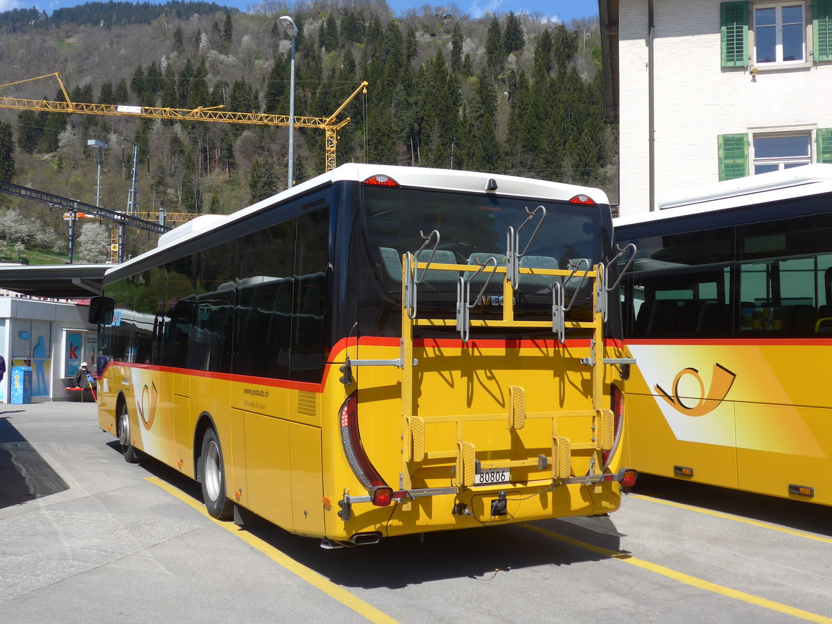 (179'583) - Fontana, Ilanz - Nr. 2/GR 80'806 - Iveco am 14. April 2017 beim Bahnhof Ilanz