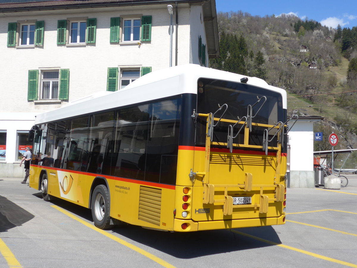 (179'588) - Fontana, Ilanz - Nr. 8/GR 50'214 - Scania/Hess am 14. April 2017 beim Bahnhof Ilanz