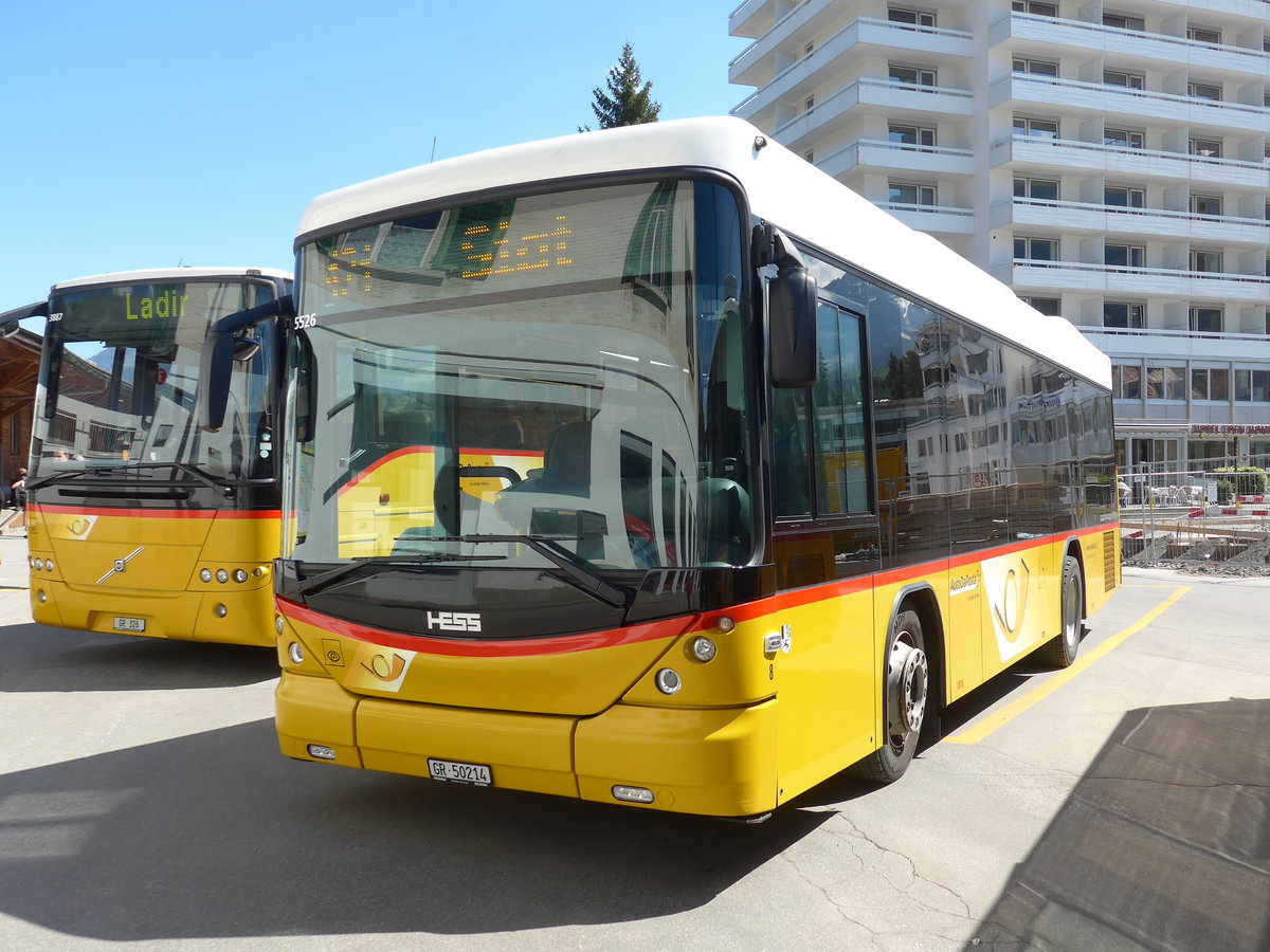 (179'595) - Fontana, Ilanz - Nr. 8/GR 50'214 - Scania/Hess am 14. April 2017 beim Bahnhof Ilanz