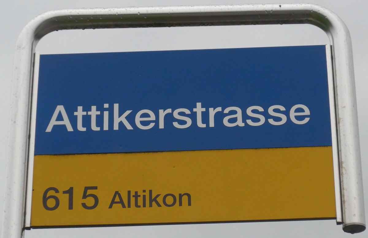 (179'652) - ZVV/PostAuto-Haltestellenschild - Wiesendangen, Attikerstrasse - am 16. April 2017